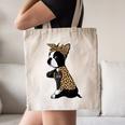 Boston Terrier Lover I Love Mom Tattoo Leopard Canvas Tote Bag, novelty gifts, funny gifts