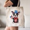 Boston Terrier Puppy Dog Holds His American Flag 4th Of July Canvas Tote Bag, novelty gifts, funny gifts