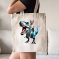 Boston Terrier Riding T-Rex Dinosaur Dog Lover Canvas Tote Bag, novelty gifts, funny gifts