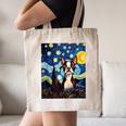 Boston Terrier Starry Night Van Gogh Art Canvas Tote Bag, novelty gifts, funny gifts