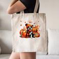 Boston Terrier Thanksgiving Leopard Pumpkins Fall Leaves Canvas Tote Bag, novelty gifts, funny gifts