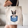 Cute Pocket Boston Terrier Lover Dog Mom Canvas Tote Bag, novelty gifts, funny gifts