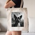 Dog Mom Dad Alien Selfie Boston Terrier UFO For Men Women Canvas Tote Bag, novelty gifts, funny gifts
