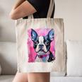 Dog Pink Boston Terrier Canvas Tote Bag, novelty gifts, funny gifts
