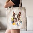 Floral Boston Terrier Canvas Tote Bag, novelty gifts, funny gifts
