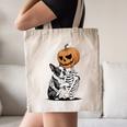 Halloween Skeleton Boston Terrier Canvas Tote Bag, novelty gifts, funny gifts
