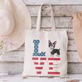 4th Of July Decor Patriotic LOVE Boston Terrier USA Flag Canvas Tote Bag, Patriotic Boston Terrier Tote Bags, Boston Terrier 4th Of July Tote Bags, gift for family, gift for coworker