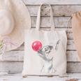 Boston Terrier Dog Blowing Chewing Bubble Gum Pink Canvas Tote Bag, gift for family, gift for coworker