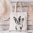 Boston Terrier Dog Raising Paw Idea Men Women Canvas Tote Bag, gift for family, gift for coworker