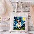 Boston Terrier Dog Starry Night Painting Canvas Tote Bag, gift for family, gift for coworker
