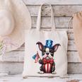 Boston Terrier Puppy Dog Holds His American Flag 4th Of July Canvas Tote Bag, American Boston Terrier Tote Bags, Boston Terrier 4th Of July Tote Bags, gift for family, gift for coworker