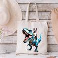 Boston Terrier Riding T-Rex Dinosaur Dog Lover Canvas Tote Bag, Boston Terrier Riding Tote Bags, gift for family, gift for coworker