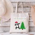 Boston Terrier Santa Hat Dabbing Around The Christmas Tree Canvas Tote Bag, Boston Terrier Christmas Tote Bags, gift for family, gift for coworker
