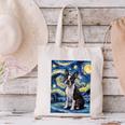 Boston Terrier Van Gogh Starry Night Canvas Tote Bag, gift for family, gift for coworker