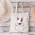 Bull Terrier Pocket Bull Terrier Peeking Out Pocket Canvas Tote Bag, gift for family, gift for coworker