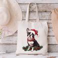 Cute Boston Terrier Dog Christmas Merry X-Mas Graphic Canvas Tote Bag, Boston Terrier Christmas Tote Bags, gift for family, gift for coworker
