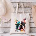 Cute Boston Terrier Puppy Dog Art Lover Unique Painting For Men Women Kids Canvas Tote Bag, gift for family, gift for coworker
