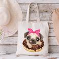 Cute Pug Shirt Donut Girls Dog Canvas Tote Bag, gift for family, gift for coworker