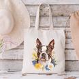 Floral Boston Terrier Canvas Tote Bag, gift for family, gift for coworker