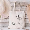 Halloween Boston Terrier And Skeleton Canvas Tote Bag, Boston Terrier Halloween Tote Bags, gift for family, gift for coworker