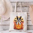 Halloween Retro Boston Terrier Canvas Tote Bag, Boston Terrier Halloween Tote Bags, gift for family, gift for coworker
