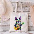 Hawaiian Boston Terrier & Pineapple Ukulele Summer Vacation Canvas Tote Bag, gift for family, gift for coworker