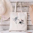 Skeleton Chasing Dog Boston Terrier Halloween Pet Lover Canvas Tote Bag, Boston Terrier Halloween Tote Bags, gift for family, gift for coworker