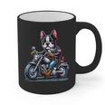 Biker Boston Terrier Dog Riding Motorbike Graphic Print Coffee Mug, Boston Terrier Riding Gifts, trending gift