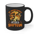 My Boston Terrier Dog Rides Shotgun Witch Halloween Men Women Graphic Print Coffee Mug, Boston Terrier Halloween Gifts, trending gift