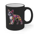 Boston Terrier Floral Dog Lover Vintage Distressed For Men Women Kids Graphic Print Coffee Mug, trending gift