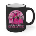 Ghost And Witch Boston Terrier Dog In October We Wear Pink Graphic Print Coffee Mug, Boston Terrier Ghost Gifts, trending gift