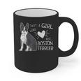 Just A Girl Who Loves Her Boston Terrier Puppy Love Graphic Print Coffee Mug, trending gift