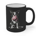 Vintage Boston Terrier Blowing Bubble Gum American Gentleman Graphic Print Coffee Mug, American Boston Terrier Gifts, trending gift
