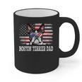 Vintage Boston Terrier Dad American Flag Father's Day Graphic Print Coffee Mug, Couple Gifts, Boston Terrier Dad Gifts, American Boston Terrier Gifts, trending gift
