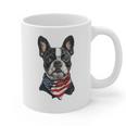 Boston Terrier American Flag Graphic Print Coffee Mug, American Boston Terrier Gifts, trending gift