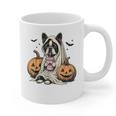 Halloween Boston Terrier Ghost Graphic Print Coffee Mug, Boston Terrier Ghost Gifts, Boston Terrier Halloween Gifts, trending gift