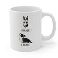 Inhale Exhale Yoga Boston Terrier Tshirt Graphic Print Coffee Mug, trending gift