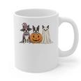 Spooky Ghost Boston Terrier Pumpkin Halloween Dog Lover Graphic Print Coffee Mug, Boston Terrier Ghost Gifts, Boston Terrier Halloween Gifts, trending gift