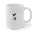 Ugly Xmas Sweater Style Boston Terrier Reindeer Christmas Graphic Print Coffee Mug, Boston Terrier Christmas Gifts, trending gift