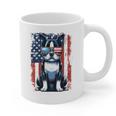 Vintage Boston Terrier Dog American US USA Flag Pets Dogs Graphic Print Coffee Mug, American Boston Terrier Gifts, trending gift