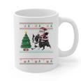 Xmas Tree Lighting Santa Riding Boston Terrier Christmas Graphic Print Coffee Mug, Boston Terrier Christmas Gifts, Boston Terrier Riding Gifts, trending gift