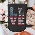 4th Of July Decor Patriotic LOVE Boston Terrier USA Flag Graphic Print Coffee Mug, Patriotic Boston Terrier Gifts, Boston Terrier 4th Of July Gifts, funny design