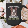 Boston Terrier Brindle Dog Professional Human Trainer Graphic Print Coffee Mug, funny design