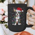 Boston Terrier Christmas Santa Hat Tree Lights Pajama Graphic Print Coffee Mug, Boston Terrier Christmas Gifts, funny design