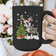 Boston Terrier Christmas Tree Lights Santa Hat Graphic Print Coffee Mug, Boston Terrier Christmas Gifts, funny design