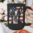 Boston Terrier Dog American Flag 4th Of July Patriotic Puppy Graphic Print Coffee Mug, Patriotic Boston Terrier Gifts, American Boston Terrier Gifts, Boston Terrier 4th Of July Gifts, funny design