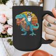 Boston Terrier Dog Riding Dinosaur T Rex Boys Graphic Print Coffee Mug, Boston Terrier Riding Gifts, funny design