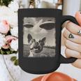 Boston Terrier Dog UFO Alien Extraterrestrial Selfie Graphic Print Coffee Mug, funny design