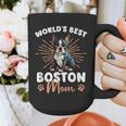 Boston Terrier Groovy World's Best Boston Mom Graphic Print Coffee Mug, Couple Gifts, Mom Gifts, Boston Terrier Mom Gifts, funny design