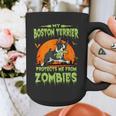 Boston Terrier Halloween Zombie American Gentleman Dog Lover Graphic Print Coffee Mug, Boston Terrier Halloween Gifts, American Boston Terrier Gifts, funny design